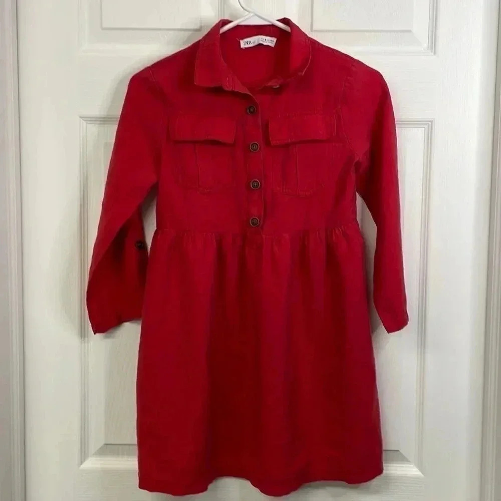 Zara Kids (Girls) Red Button Front Dress Size 9